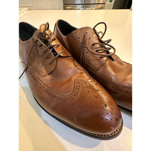 Stacy Adams Brown Leather Dunbar Wingtip Oxford Cognac Dress 